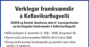 Fundur um verklegar framkvæmdir á Keflavíkurflugvelli 9 des nk.
