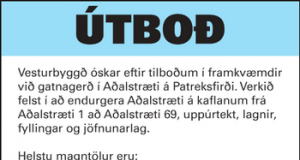 03.02.2016 Vesturbyggð Gatnagerð Aðalstræti Patreksfirði