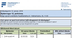 Opnun útboðs: Faxaflóahafnir, Kjalarvogur 12, jarðvinna