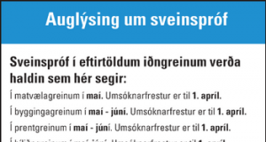 Auglýsing um sveinspróf í iðngreinum