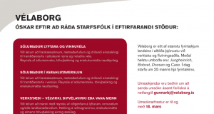 Vélaborg Starfsfólk óskast