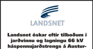 01.09.2016 Landsnet: Jarðvinna og lagning háspennustrengs á Austurlandi