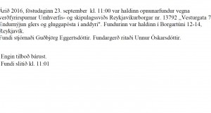 Opnun verðfyrirp. Vesturgata 7. Endurnýjun glers og gluggapósta í andyri