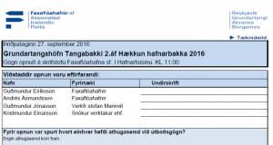 Opnun útboðs: Tangabakki 2. áfangi – Hækkun hafnarbakka 2016