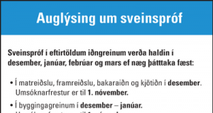 Auglýsing um sveinspróf