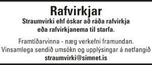 Rafvirkjar óskast til starfa