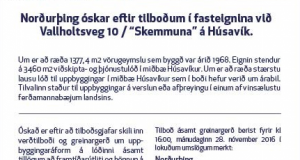 Óskað eftir tilboðum í fasteignina að Vallholtsvegi 10 á Húsavík