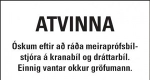 Óskum eftir að ráða meiraprófsbílstjóra