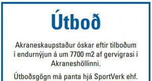 07.03.2017 Akraneskaupstaður, Endurnýjun á gervigrasi í Akraneshöllinni