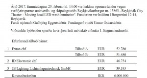 Opnun verðfyrirsp. Borgarleikhús – Moving head LED wash luminaire