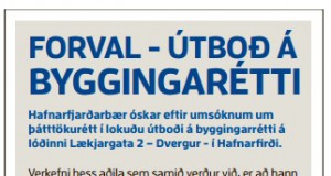 28.03.2017 Útboð. Forval á byggingarétti. Lækjagata 2 -Dvergur- í Hafnarfirði
