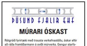Múrari óskast til starfa