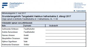 Opnun útboðs: Grundatangahöfn – Tangabakki – Hækkun hafnarbakka – 2. áfangi 2017