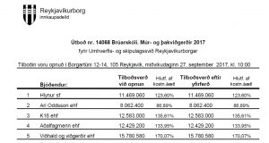 Opnun útboðs: Brúarskóli. Múr- og þakviðgerðir 2017