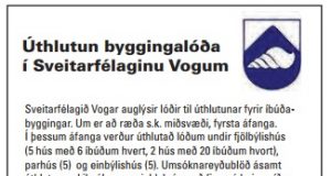 21.10.2017 Úthlutun byggingalóða í Sveitafélaginu Vogum