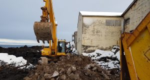 Framkvæmdir við nýja sjóvörn á Hellissandi