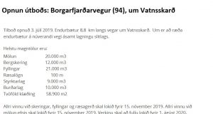 Opnun útboðs: Borgarfjarðarvegur (94), um Vatnsskarð
