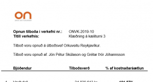 Opnun útboðs: ONVK-2019-10 – Klæðning á kæliturni 3