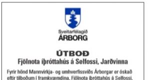 16.09.2019 Sveitafélagið Árborg. Fjölnota íþróttahús á Selfossi. Jarðvinna
