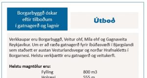 22.08.2019 Borgarbyggð óskar eftir tilboðum í gatnagerð og lagnir