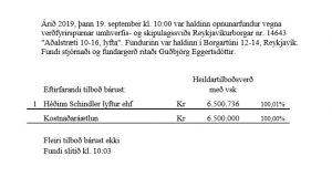 Opnun verðfyrirsp. : Aðalstræti 10 – 16. Lyfta