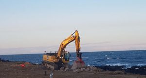 Viðgerð á sjóvarnargarðinum við Norðurströnd á Seltjarnarnesi