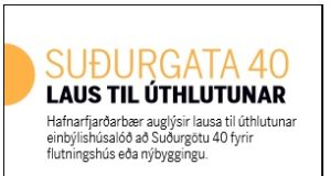 14.02.2019 Hafnarfjarðabær. Einbýlishúslóð við Suðurgötu 40