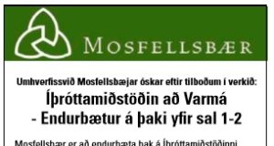14.02.2019 Mosfellsbær. Íþróttamiðstöðin að Varmá – Endurbætur á þaki yfir sal 1-2