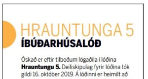 24.02.2020 Hafnarfjörður. Laus íbúðarhúsalóð að Hrauntungu 5