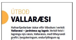 21.04.2020 Hafnarfjarðabær. Vallaræsi – jarðvinna og lagnir