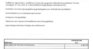 Hveragerðisbær semur um verkið vegna endurnýjunar gangstétta við Breiðumörk og Heiðmörk.