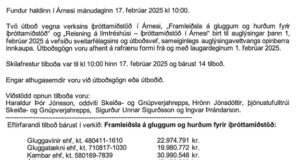 Opnun tilboða í reisingu íþróttahúss í Árnesi