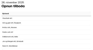 Opnun útboðs: Sprungu- og lagnaviðgerðir í Grindavík – Rammasamningur