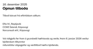 Opnun útboðs: Fljótagöng (76) og aðliggjandi vegir, hönnun og mat á umhverfisáhrifum