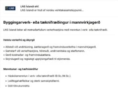Byggingarverk- eða tæknifræðingur í mannvirkjagerð til LNS Íslandi ehf.