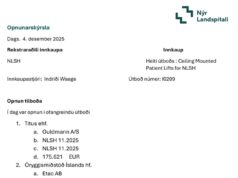 Opnun útboðs: Sjúklingalyftur fyrir Grensásdeild – Nýr Landspítali