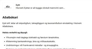 Aðalbókari óskast til Eyktar ehf.