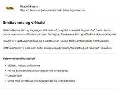 18.01.2026 Smíðavinna og viðhald