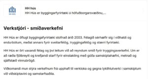 Verkstjóri óskast til HH Hús ehf. – smíðaverkefni