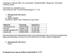 Opnun verðfyrirsp: Vatnsrennibraut við sundlaug í Borgarnesi