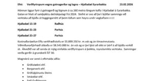 Opnun verðfyrirsp. Gatnagerð og lagnir – Hjalladæl Eyrarbakka