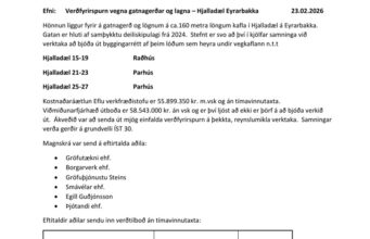 Opnun verðfyrirsp. Gatnagerð og lagnir – Hjalladæl Eyrarbakka