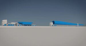 250 metra bílalest ferjar vindmyllur á næstum hverri nóttu í níu vikur