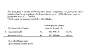Opnun útboðs: Hreinsun gatna og gönguleiða 2026-2027- Útboð II. EES