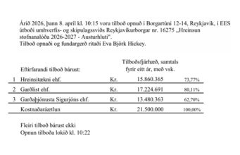 Opnun útboðs: Hreinsun stofnanalóða 2026-2027 – Austur. EES