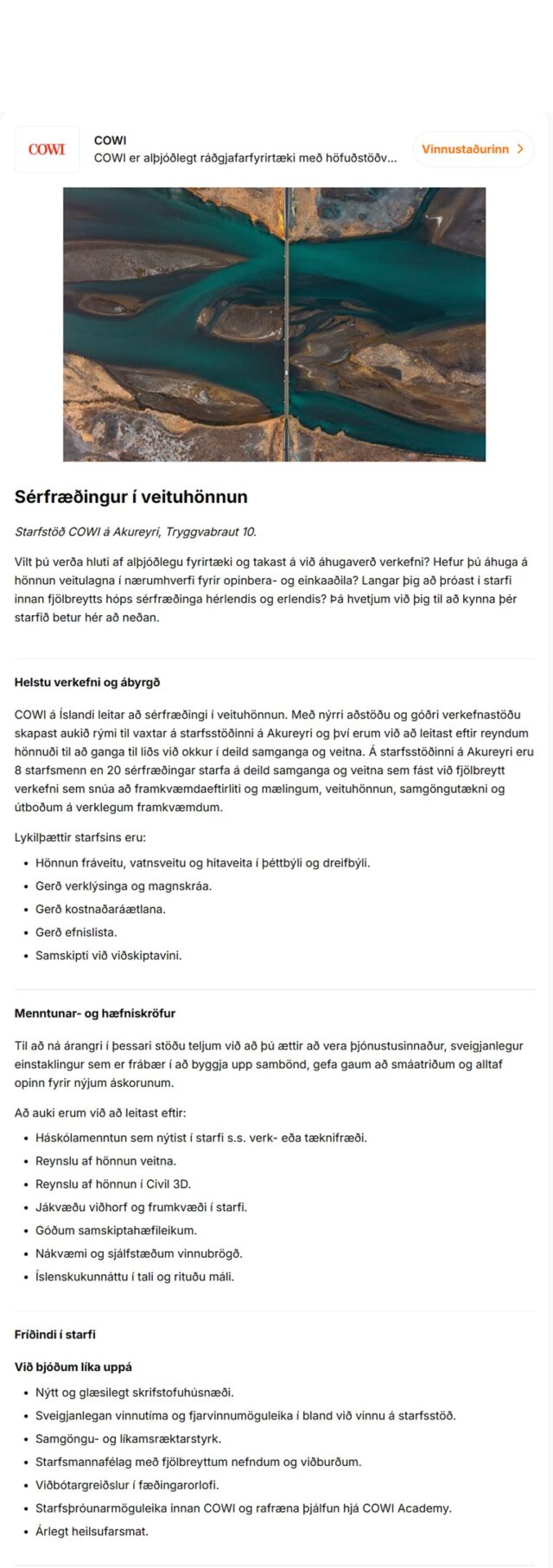 Sérfræðingur í veituhönnun til COWI