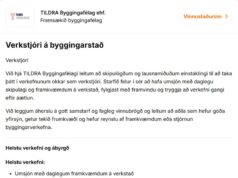 17.07.2026 Verkstjóri á byggingarstað óskast til TILDRA Byggingafélags Verkstjóri á byggingarstað óskast til TILDRA Byggingafélags
