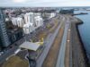 Loka Sæbraut til austurs við Hörpu í kvöld Loka Sæbraut til austurs við Hörpu í kvöld